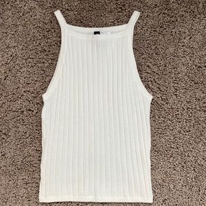White ribbed crop tank